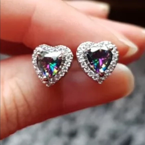 🎁Rainbow crystal heart earrings - Picture 3 of 3